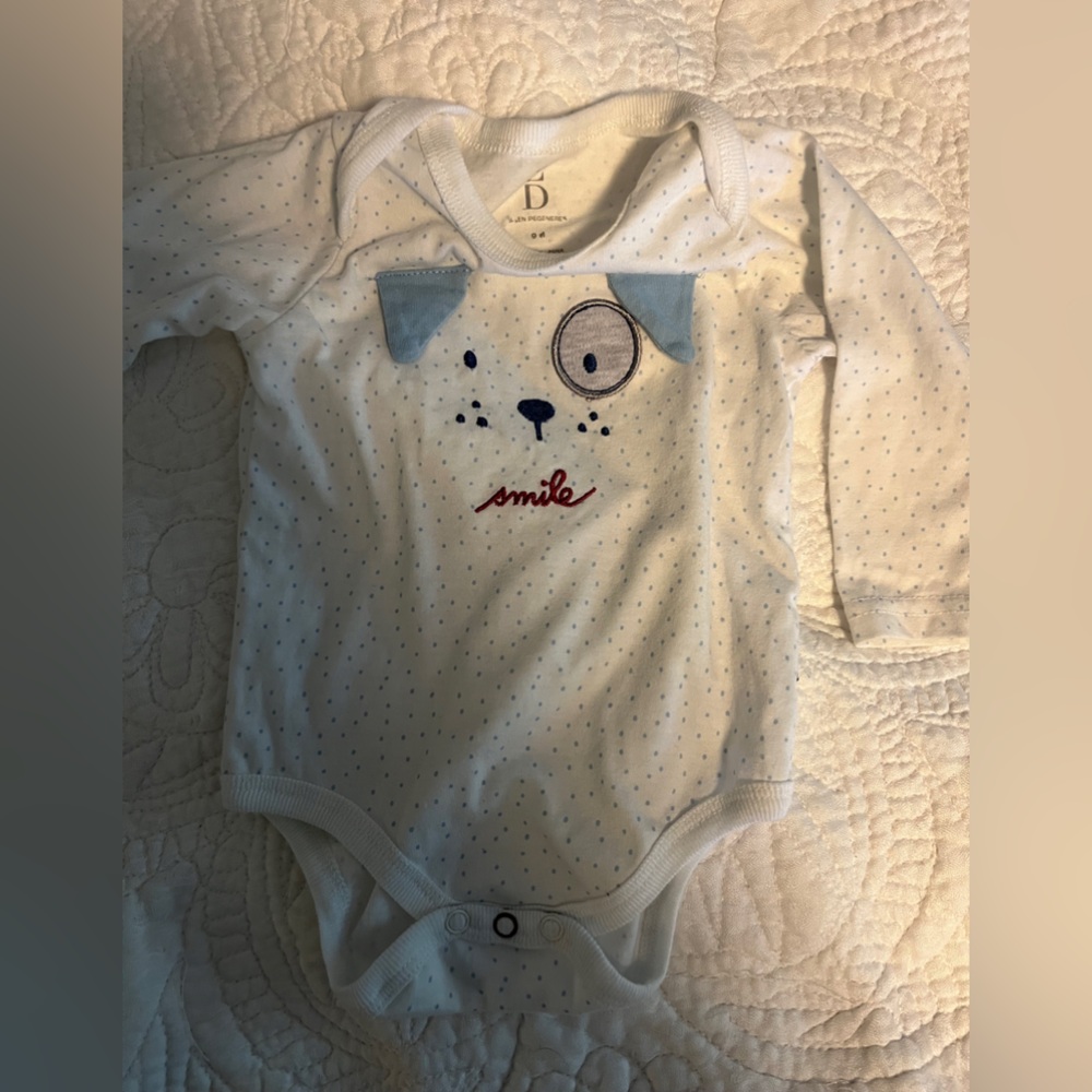 EUC ED size 9 months long sleeve polka dot   onesie